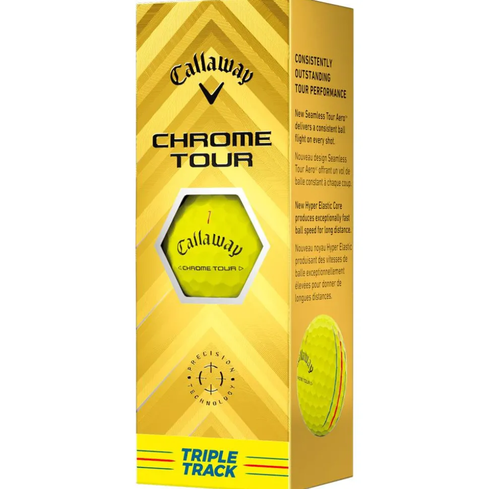 Balles neuves Callaway Golf Chrome Tour Triple Track Yellow