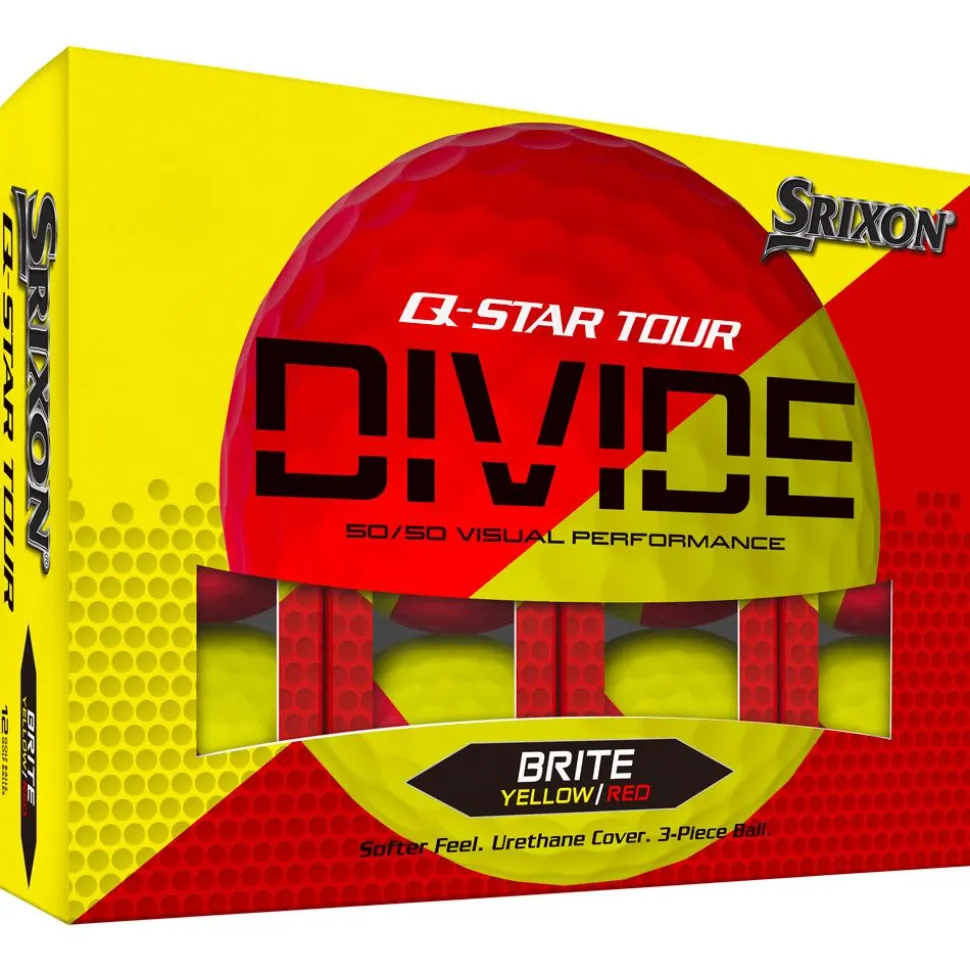Balles neuves Srixon Q-Star Tour Divide 2 Yellow Red