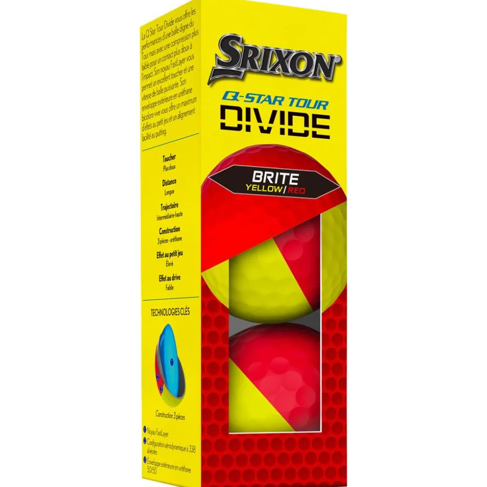 Balles neuves Srixon Q-Star Tour Divide 2 Yellow Red