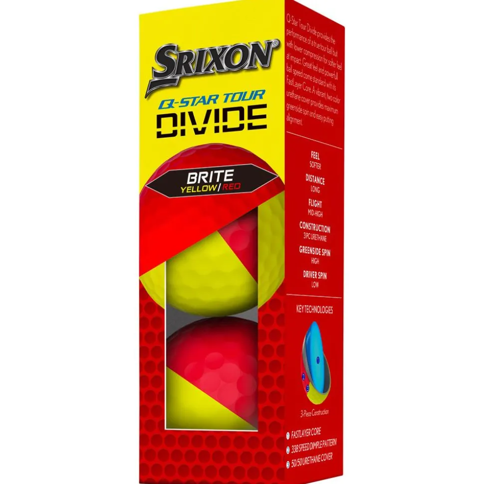Balles neuves Srixon Q-Star Tour Divide 2 Yellow Red