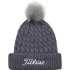 Bonnet Titleist Cable Knit Pom Pom Washed Indigo White Grey