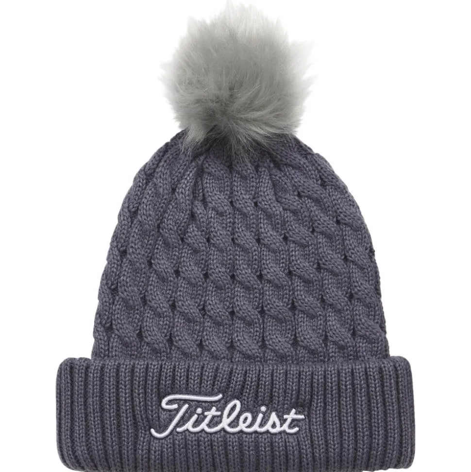 Bonnet Titleist Cable Knit Pom Pom Washed Indigo White Grey