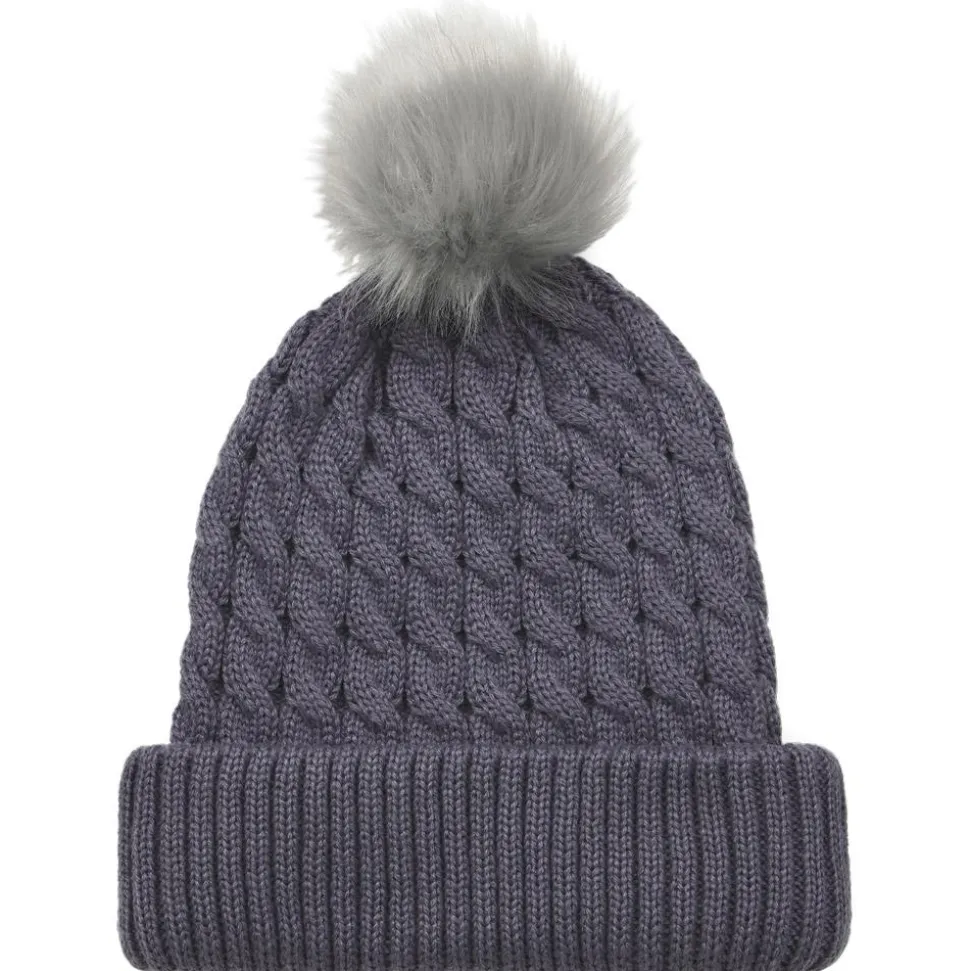 Bonnet Titleist Cable Knit Pom Pom Washed Indigo White Grey