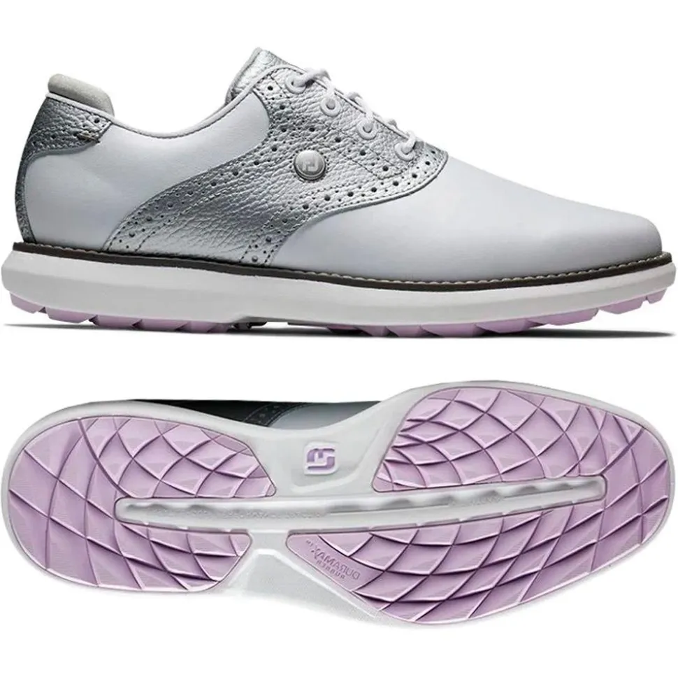 Chaussures sans crampons Footjoy Women's Traditions Spikeless White Silver