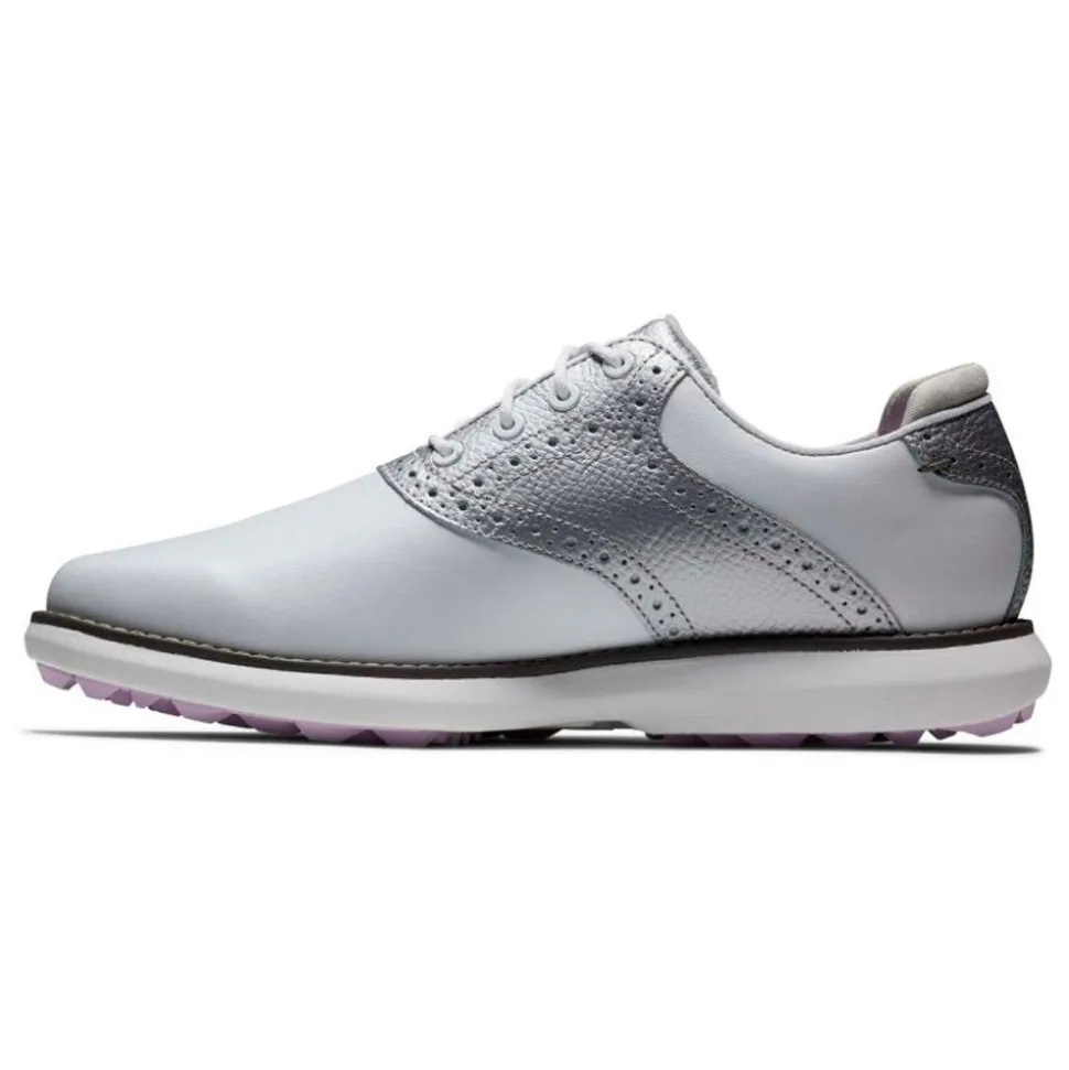 Chaussures sans crampons Footjoy Women's Traditions Spikeless White Silver
