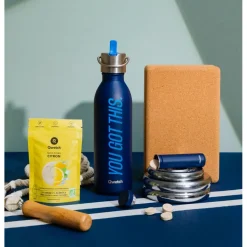 Gourde Qwetch Active 600 ml (Bouchon Sport) Level Up Bleu Nuit
