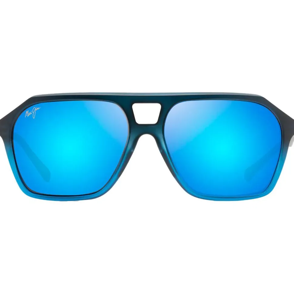 Lunettes de soleil Maui Jim Wedges Fondu Noir Mat Bleu Blue Hawaii Mineral Superthin