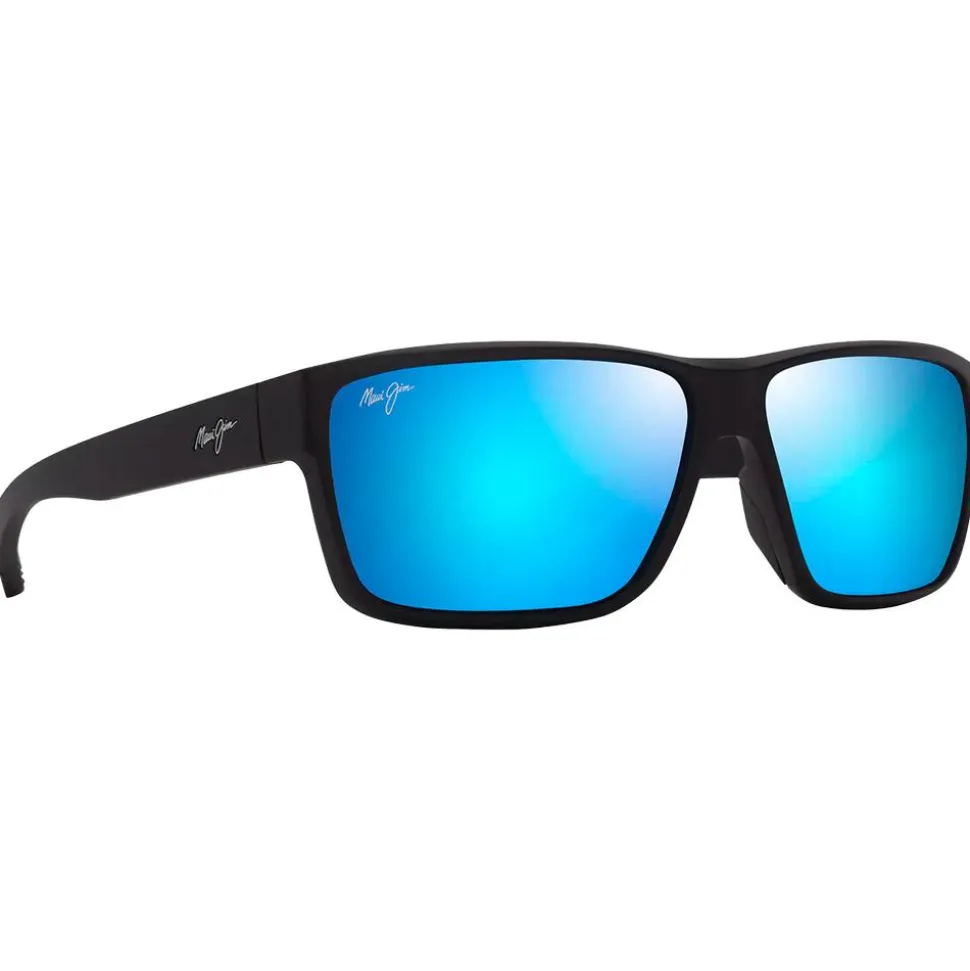 Lunettes de soleil Maui Jim Uila Noir Mat Bleu Hawaï Minéral Superthin