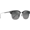 Lunettes de soleil Maui Jim Kalaunu Asian Fit Shiny Black Dark Silver Neutral Grey MauiBrilliant
