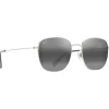 Lunettes de soleil Maui Jim Olali Asian Fit Argent Brillant Noir Gris Neutre MauiPure