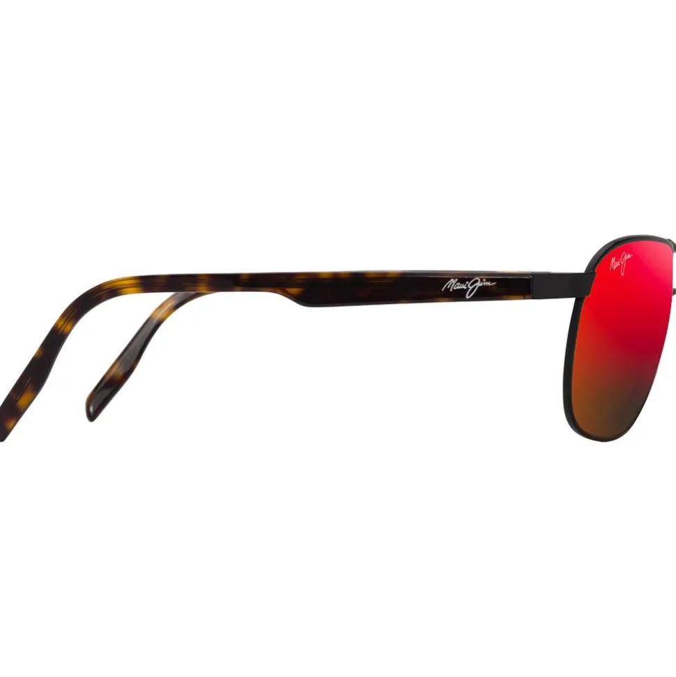 Lunettes de soleil Maui Jim Castles Vernie Noir Mat Havane Foncé Hawaii Lava Minéral Superthin