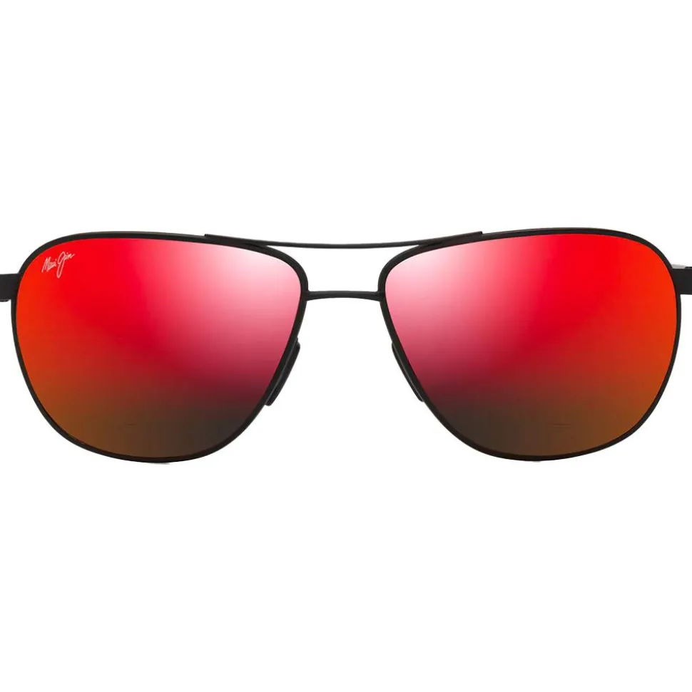 Lunettes de soleil Maui Jim Castles Vernie Noir Mat Havane Foncé Hawaii Lava Minéral Superthin