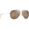 Lunettes de soleil Maui Jim Hauoli XL Doré Clair Bbrillant Orange Jaune Bronze HCL MauiPure
