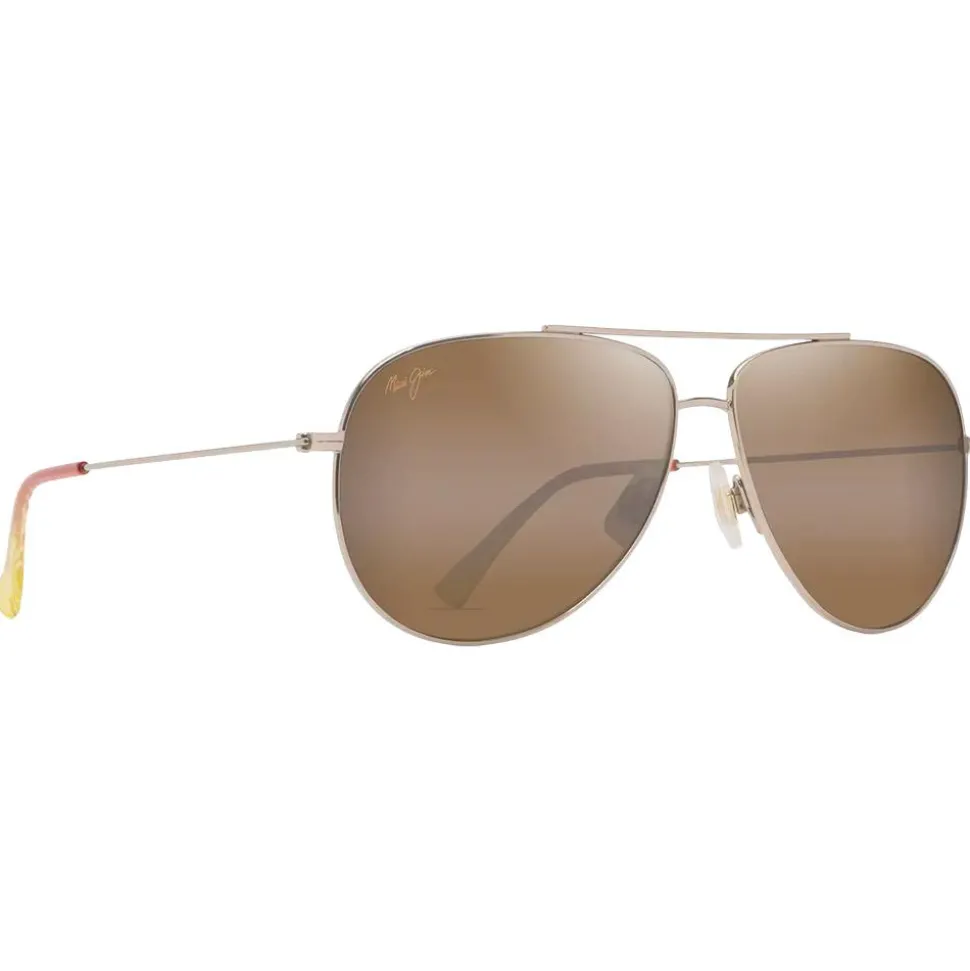 Lunettes de soleil Maui Jim Hauoli XL Doré Clair Bbrillant Orange Jaune Bronze HCL MauiPure