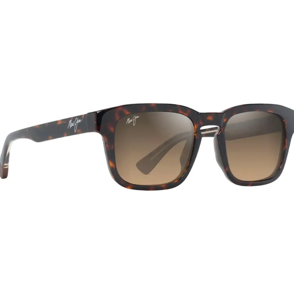 Lunettes de soleil Maui Jim Maluhia Havane Foncé Brillant Jaune Transparent Hcl Bronze Minéral Superthin