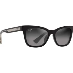 Lunettes de soleil Maui Jim Hiwahiwa Shiny Black Trans Light Grey Neural Grey Mineral Superthin