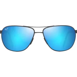 Lunettes de soleil Maui Jim Castles Ruthénium Foncé Mat Noir Bleu Hawai Minéral Superthin
