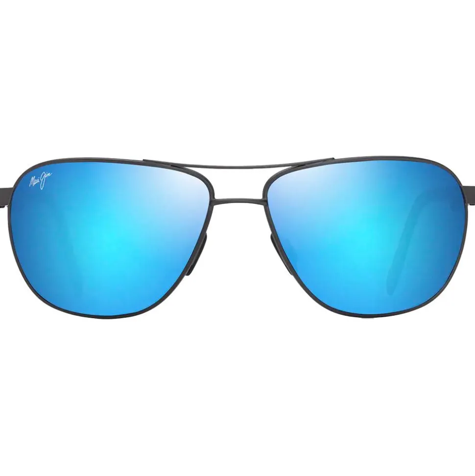 Lunettes de soleil Maui Jim Castles Ruthénium Foncé Mat Noir Bleu Hawai Minéral Superthin