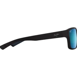 Lunettes de soleil Maui Jim Uila Asian Fit Noir Mat Bleu Hawaï Minéral Superthin