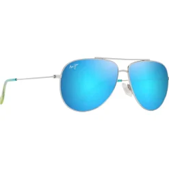 Lunettes de soleil Maui Jim Hauoli Argent Brillant Bleus Verts Bleu Hawaï MauiPure