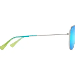Lunettes de soleil Maui Jim Hauoli Argent Brillant Bleus Verts Bleu Hawaï MauiPure