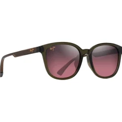 Lunettes de soleil Maui Jim Ku'ikahi Asian Fit Vert Transparent Brillant Maui Rose Minéral Superthin