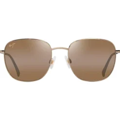 Lunettes de soleil Maui Jim Olali Asian Fit Doré Clair Brillant Vert Gris Hcl Bronze MauiPure