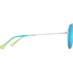 Lunettes de soleil Maui Jim Hauoli XL Argent Brillant Bleus Verts Bleu Hawaï MauiPure