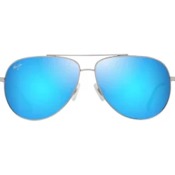 Lunettes de soleil Maui Jim Hauoli XL Argent Brillant Bleus Verts Bleu Hawaï MauiPure