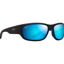 Lunettes de soleil Maui Jim Mauklele Matte Black Blue Blue Hawaii Mineral Superthin