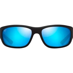Lunettes de soleil Maui Jim Mauklele Matte Black Blue Blue Hawaii Mineral Superthin