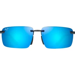 Lunettes de soleil Maui Jim Laulima Asian Fit Noir Brillant Bleu Blue Hawaii MauiPure