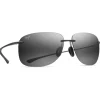 Lunettes de soleil Maui Jim Hikina Noir Brillant Gris Neutre MauiPure Lt