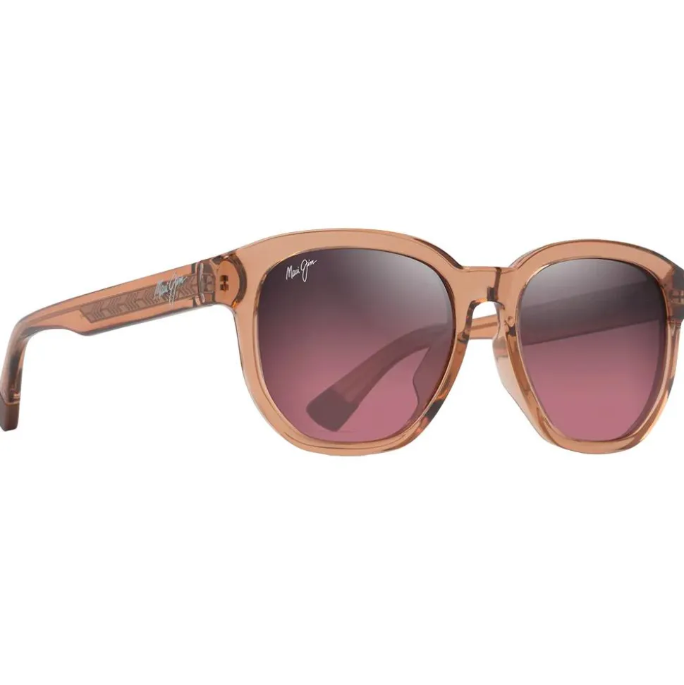 Lunettes de soleil Maui Jim Akahai Asian Fit Marron Clair Transparent Brillant Maui Rose Minéral Superthin