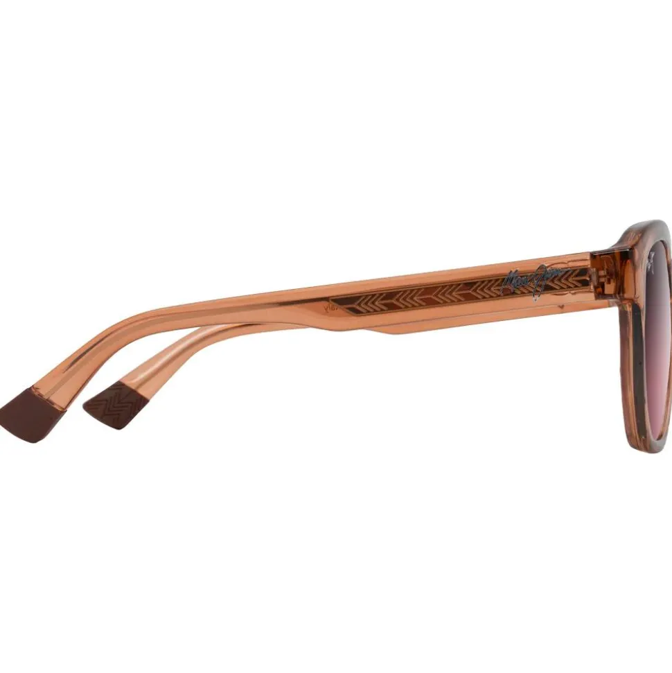 Lunettes de soleil Maui Jim Akahai Asian Fit Marron Clair Transparent Brillant Maui Rose Minéral Superthin