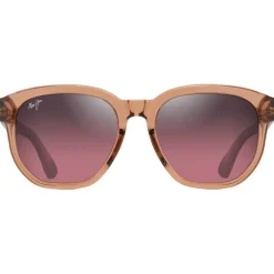Lunettes de soleil Maui Jim Akahai Asian Fit Marron Clair Transparent Brillant Maui Rose Minéral Superthin