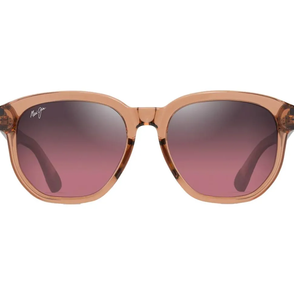 Lunettes de soleil Maui Jim Akahai Asian Fit Marron Clair Transparent Brillant Maui Rose Minéral Superthin