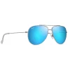 Lunettes de soleil Maui Jim Hauoli Xs Crystal Shiny Silver Blue Hawaii MauiPure