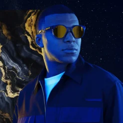 Lunettes de soleil Oakley Hstn Kylian Mbappé Signature Series HSTN Prizm 24K polarized Navy Transparent Blue