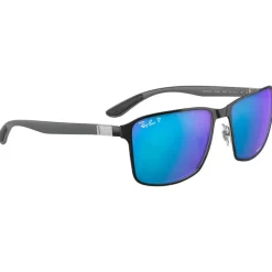 Lunettes de soleil Ray Ban RB3721 Polished Black Silver Chromance Polar Blue