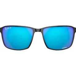 Lunettes de soleil Ray Ban RB3721 Polished Black Silver Chromance Polar Blue