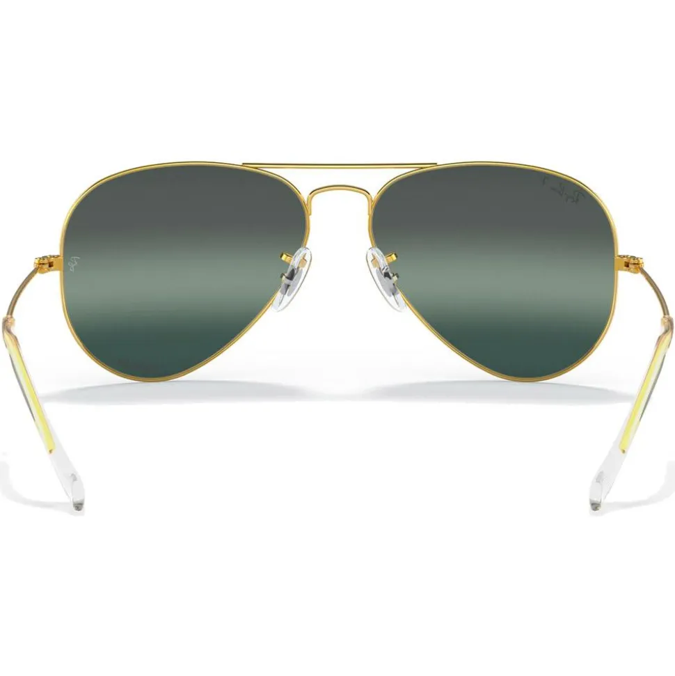 Lunettes de soleil Ray Ban RB3025 Aviator Polished Gold Chromance Silver Polar Blue
