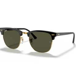 Lunettes de soleil Ray Ban RB3016 Clubmaster Classic Polished Black Gold Green G-15