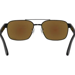 Lunettes de soleil Ray Ban RB3751CH Polished Black Chromance Grey Blue Mirror Polar