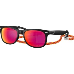 Lunettes de soleil Ray Ban New Wayfarer Kids Polished Rubber Black Brown Orange Mirror