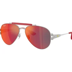 Lunettes de soleil Ray Ban RB3762M Scuderia Ferrari Collection Polished Silver Red Yellow Mirror