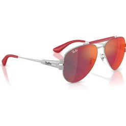 Lunettes de soleil Ray Ban RB3762M Scuderia Ferrari Collection Polished Silver Red Yellow Mirror