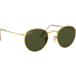 Lunettes de soleil Ray Ban RB3447 Round Metal Polished Gold Green G-15