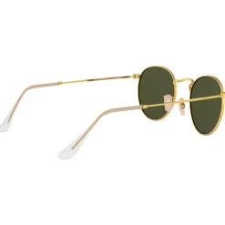 Lunettes de soleil Ray Ban RB3447 Round Metal Polished Gold Green G-15