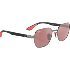 Lunettes de soleil Ray Ban RB3794M Scuderia Ferrari Collection Polished Gunmetal Chromance Violet Silver Polar